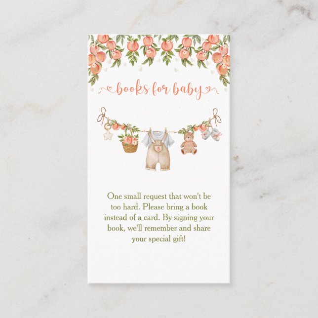 Carte D'accompagnement A Sweet Little Peach Clothesline Boy Baby Shower (Devant)