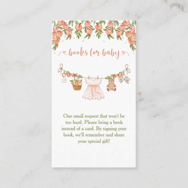 Carte D'accompagnement A Sweet Little Peach Clothesline Girl Baby Shower (Devant)