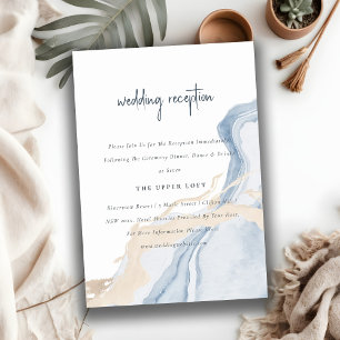 Carte D'accompagnement Abstrait Blue Beige Sea Beach Réception de mariage