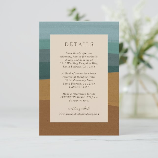 Carte D'accompagnement Abstrait Coastal Chic Mariage moderne (Debout devant)