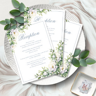 Carte D'accompagnement Accueil Mariage Floral Bleu Dusty