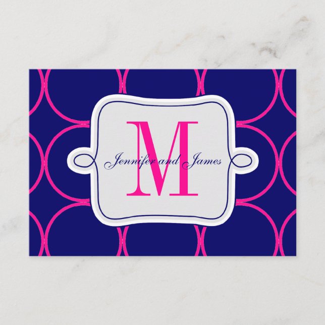 Carte D'accompagnement Accueil Mariage moderne Fuchsia Blue #2 (Devant)