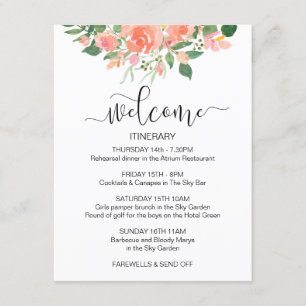Carte D'accompagnement Accueil Mariage rose pâle Bienvenue