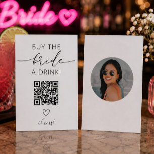Carte D'accompagnement Acheter un verre à la mariée Code QR avec photo