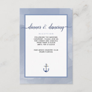Carte D'accompagnement #Acier nautique Aquarelle bleue #Détails Mariage