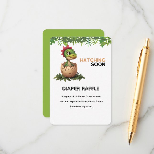 Carte D'accompagnement Adorable Kawaii Baby Dinosaur Hatching (Devant/Arrière en situation)