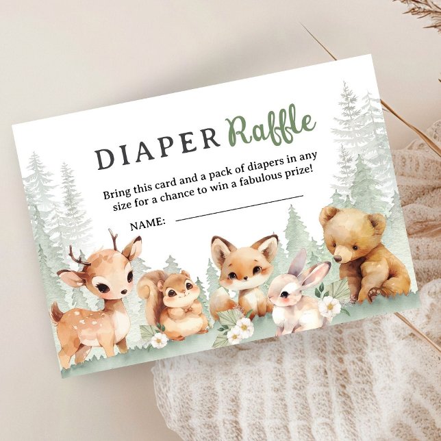 Carte D'accompagnement Adventure Baby Shower Boy Woodland Diaper Raffle (Créateur téléchargé)