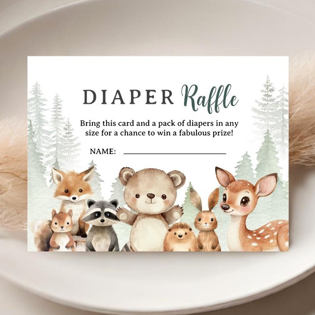 Carte D'accompagnement Adventure Begin Baby Shower Woodland Diaper Raffle (Créateur téléchargé)