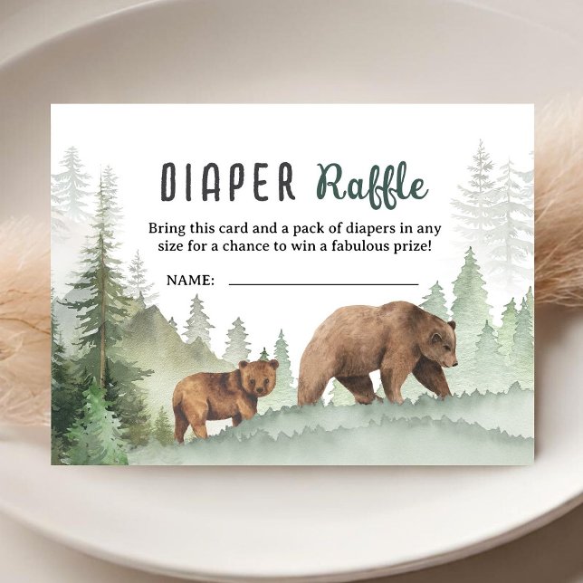 Carte D'accompagnement Adventure Begin Baby Shower Woodland Diaper Raffle (Créateur téléchargé)