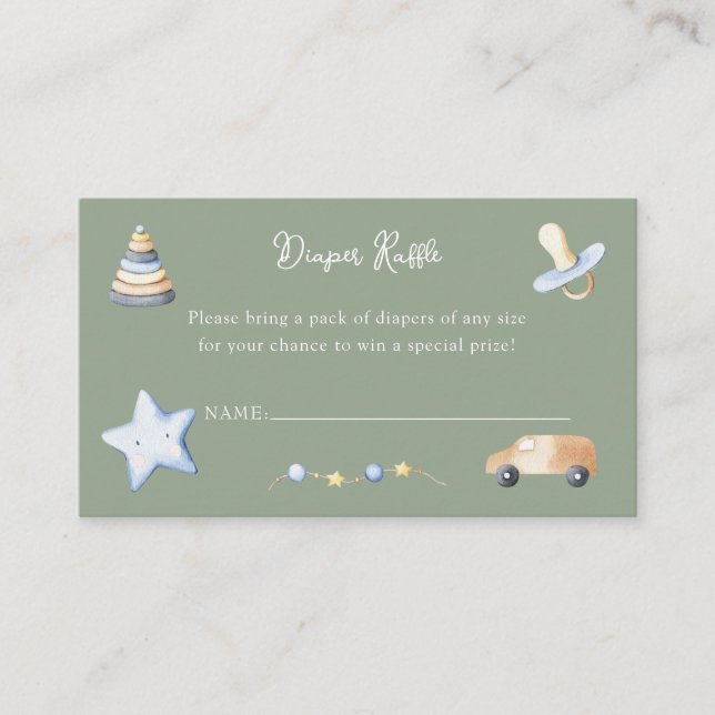 Carte D'accompagnement Adventure Boy Baby Toy Baby shower Déchets Raffle (Devant)