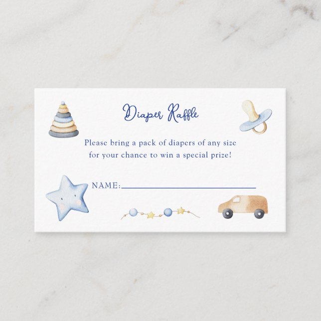 Carte D'accompagnement Adventure Boy Baby Toy Baby shower Déchets Raffle (Devant)