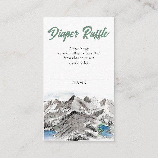 Carte D'accompagnement Adventure Mountains Baby shower Déchets Raffle (Devant)