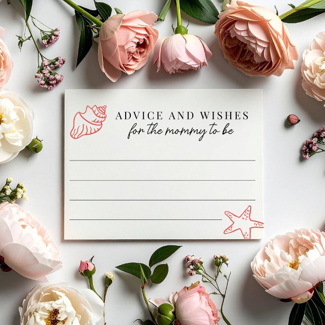 Carte D'accompagnement Advice & Wishes for Mommy to Be Baby Shower Game (Créateur téléchargé)