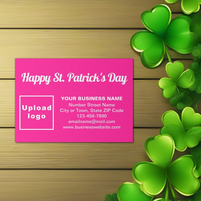 Carte D'accompagnement Affaires Saint Patrick Félicitations sur Rose (Pink Saint Patrick business enclosure card)