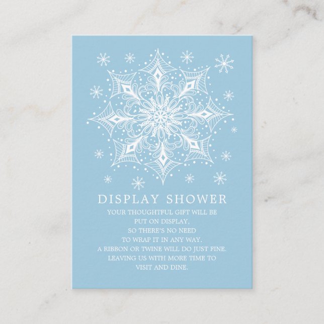 Carte D'accompagnement Affichage de Baby Shower d'hiver Little Snowflake (Devant)