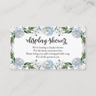 Carte D'accompagnement Affichage de Baby Shower Fleur Bleue Adorable