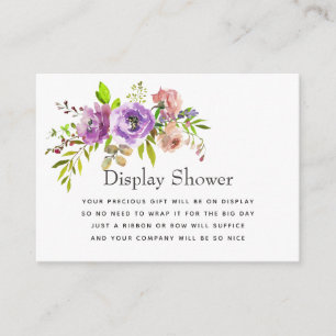 Carte D'accompagnement Affichage de bébé floral aquarelle pour une douche