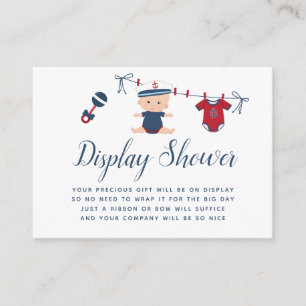 Carte D'accompagnement Affichage de douche pour garçon marin Baby Shower