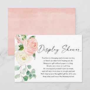 Carte D'accompagnement Affichage floral de verdure rose blanc de printemp