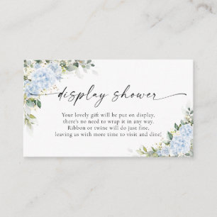 Carte D'accompagnement Affichage floral d'hortensia bleu sous la douche