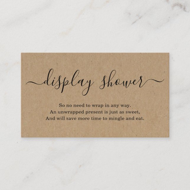 Carte D'accompagnement Affichage Insert de douche en Kraft Rustique (Devant)