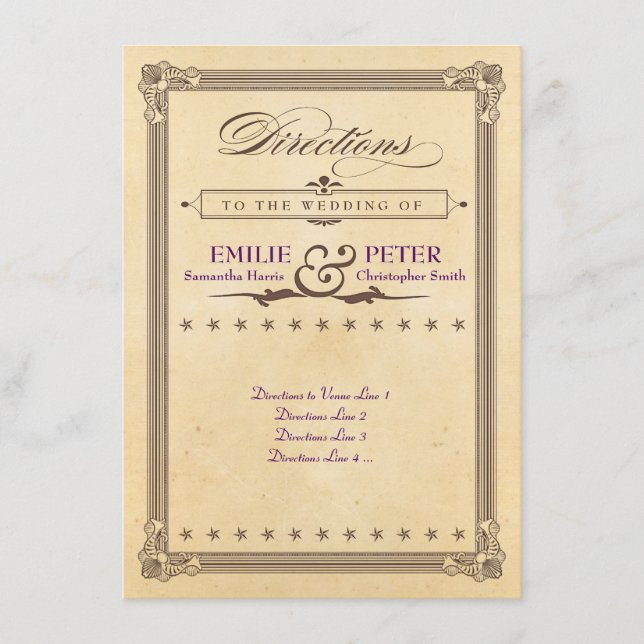 Carte D'accompagnement Affiche ancienne crème et marron directions pour l (Devant)