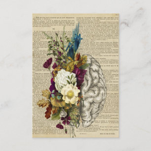 Carte D'accompagnement affiche d'anatomie du cerveau floral médical