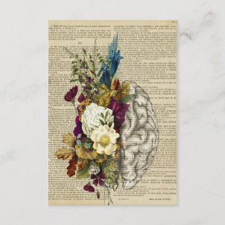 Carte D'accompagnement affiche d'anatomie du cerveau floral médical