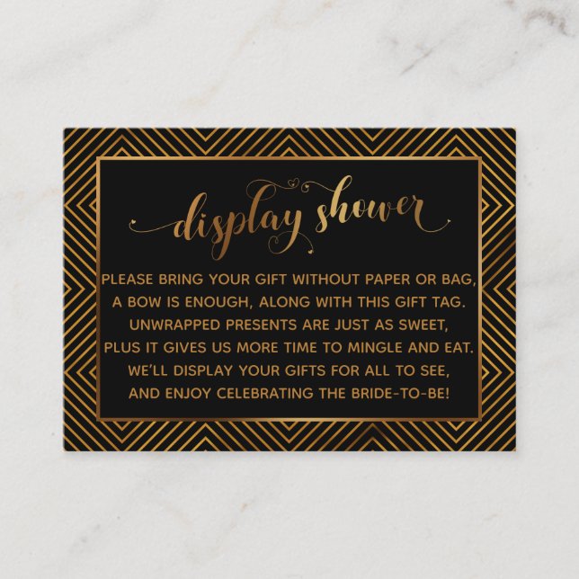 Carte D'accompagnement Afficher Coeurs douche Gold Script Balise cadeau,  (Devant)