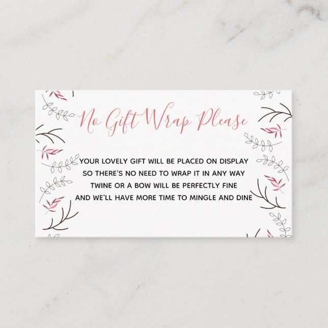 Carte D'accompagnement Afficher Douche Pas Envelopper Cadeau Poème Boisé  (Devant)