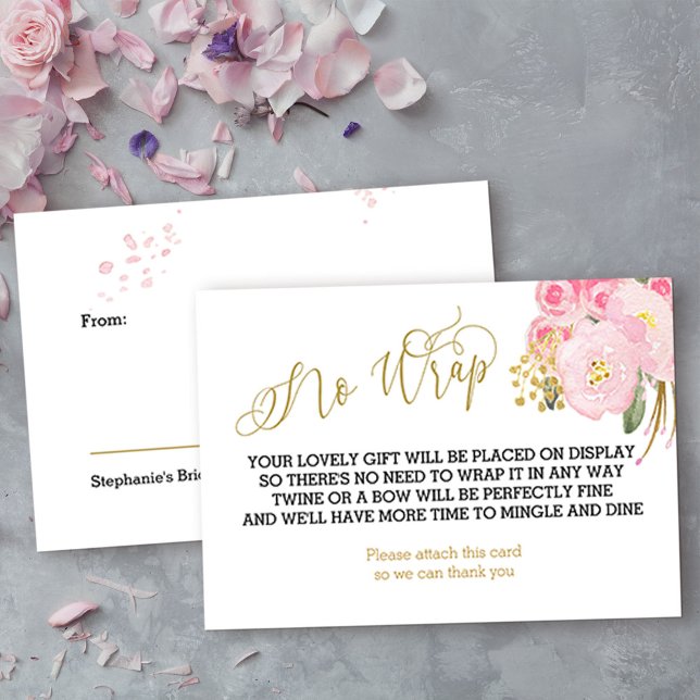 Carte D'accompagnement Afficher Douche rose et or Floral sans enveloppeme (Display Shower enclosure card from my Pink and Gold Watercolor Floral Collection)