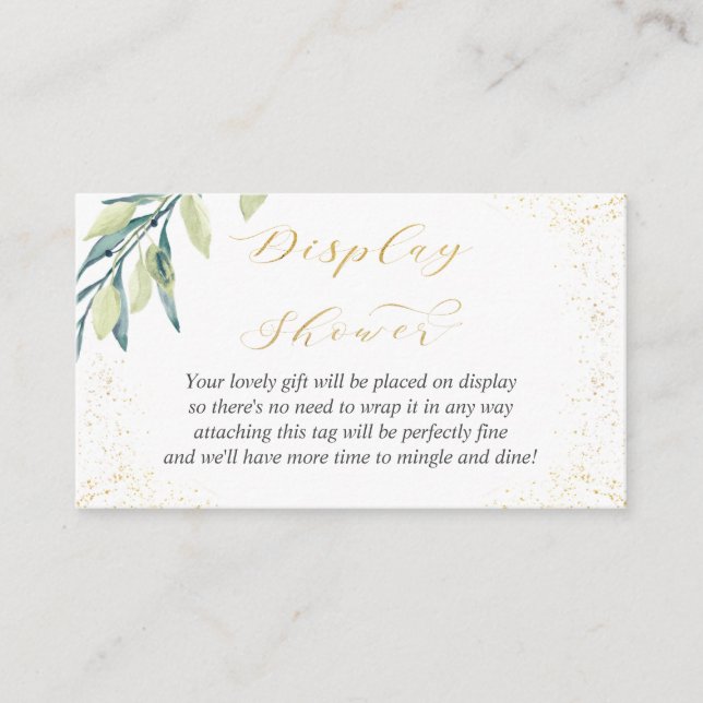 Carte D'accompagnement Afficher Douche Sans Envelopper Vert Foliage Or Sp (Devant)