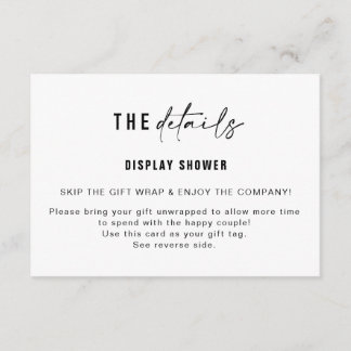 Carte D'accompagnement Afficher la balise Insertion et cadeau de douche |