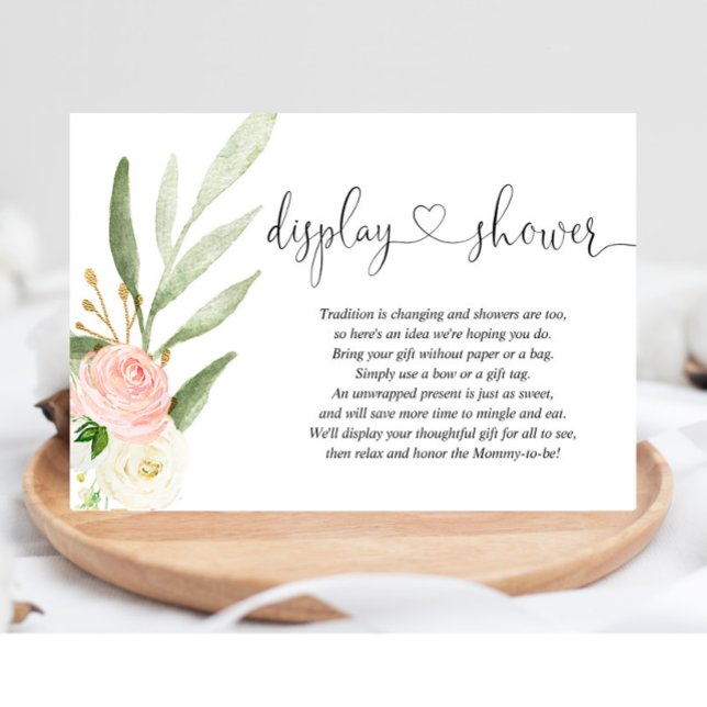 Carte D'accompagnement Afficher la douche insert coeur or rose baby showe (Créateur téléchargé)