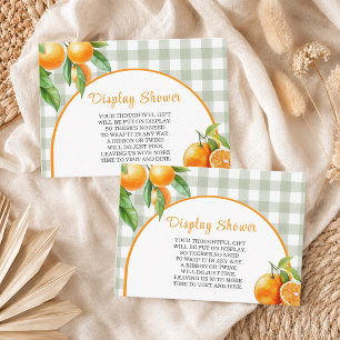 Carte D'accompagnement Afficher Oranges de douche Gingham Vert Sauge