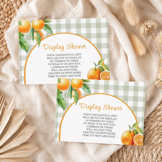 Carte D'accompagnement Afficher Oranges de douche Gingham Vert Sauge (Créateur téléchargé)