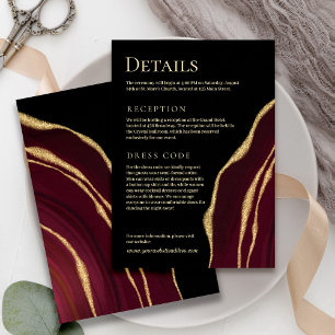 Carte D'accompagnement Agate de vin foncé avec or