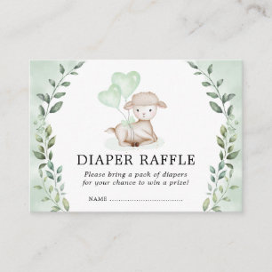 Carte D'accompagnement Agneau vert mignon Raffle Baby Sheep Douche