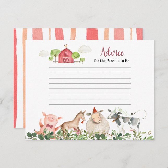 Carte D'accompagnement Agritourisme Animaux Barnyard Green Conseil (Devant / Derrière)