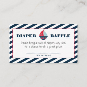 Carte D'accompagnement Ahoy Nautical Navy Blue Stripe Boy Diaper Raffle