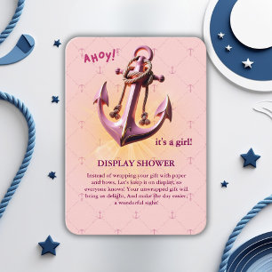 Carte D'accompagnement Ahoy rose moderne ! Ancre Baby shower nautique