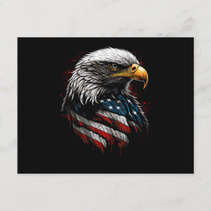 Carte D'accompagnement Aigle Patriotique USA Drapeau Américain 4 Juillet