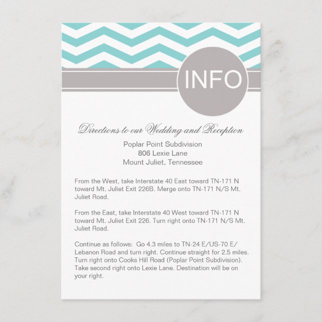 Carte D'accompagnement Aimee Chic Chevron Info Instructions Mariage | sar (Devant)