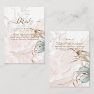 Carte D'accompagnement Airy BOHO Pampas Mariage de pêche légère en herbe