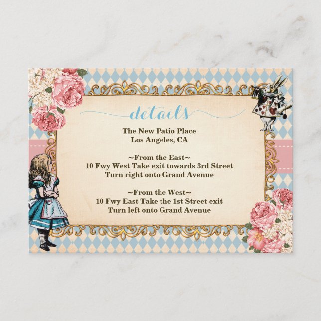 Carte D'accompagnement Alice in Wonderland  Baby Shower Detail (Devant)