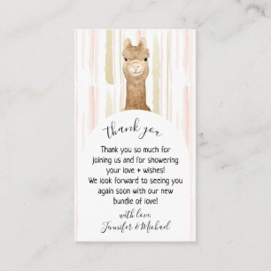 Carte D'accompagnement Alpaga de la forêt Merci Baby Shower