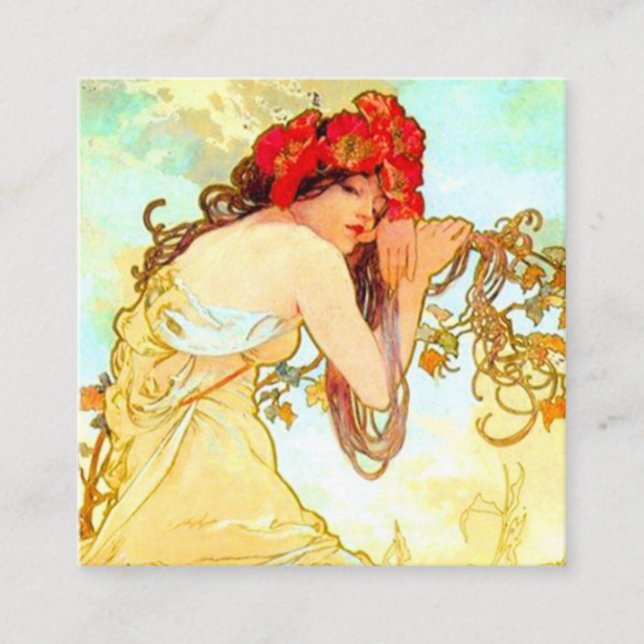 Carte D'accompagnement Alphonse Mucha Art Nouveau Été (Devant)