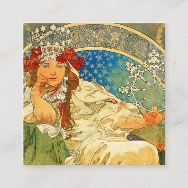 Carte D'accompagnement Alphonse Mucha Art Nouveau Princesse Hyacinth (Devant)