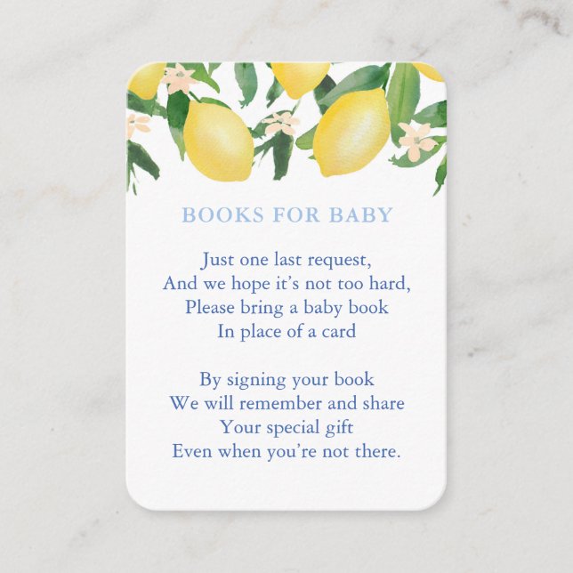Carte D'accompagnement Amalfi Lemons Build Baby Boy's Library Baby shower (Devant)