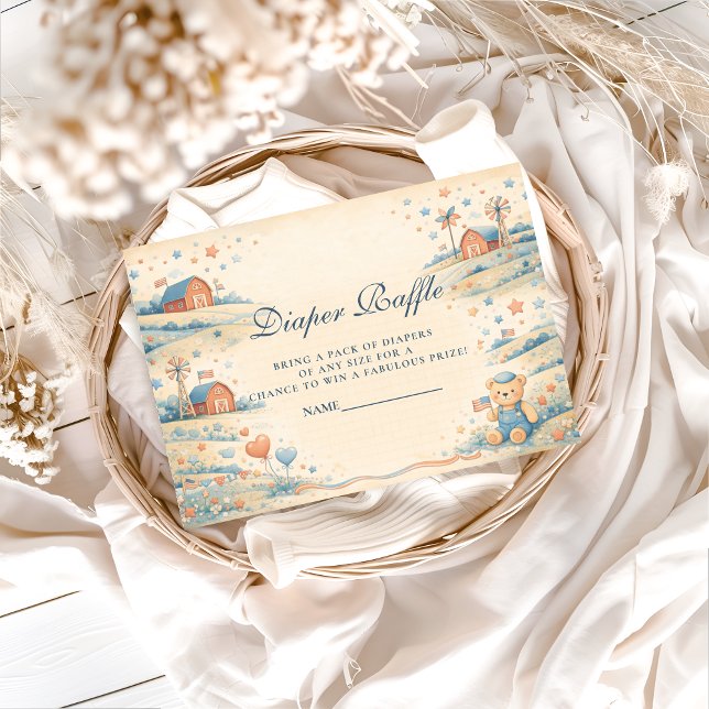 Carte D'accompagnement American Boy Red White Blue Diapper Raffle (Créateur téléchargé)